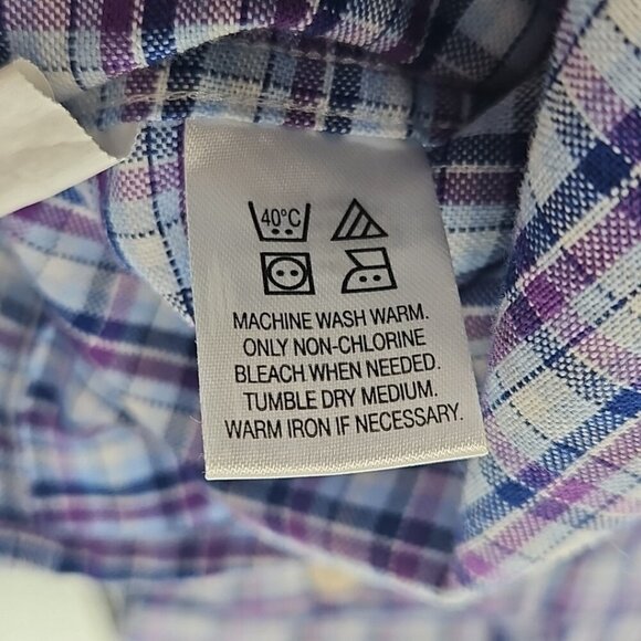 Dockers Battery Street Shirt Men XXL Blue Check Oxford Classic Fit Stretch EUC - Picture 4 of 15